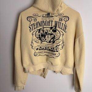 Disney Butter Yellow Steamboat Willie Zip Up Hoodie